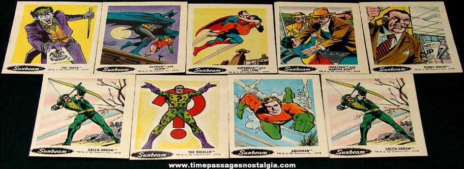 (9) Unused ©1978 Super Heroes Sunbeam Bread Advertising Premium Stickers
