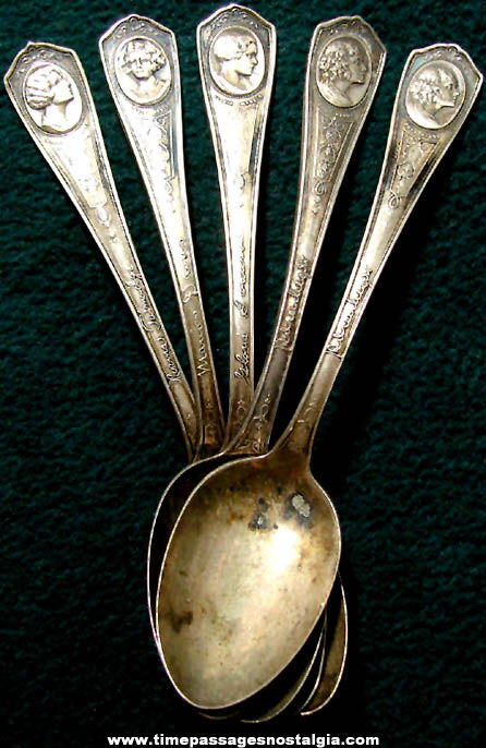 (5) Old Movie Film Star Actress Silver Plate Tea Spoons