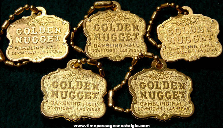 (5) Old Golden Nugget Casino Advertsing Souvenir Metal Key Chains