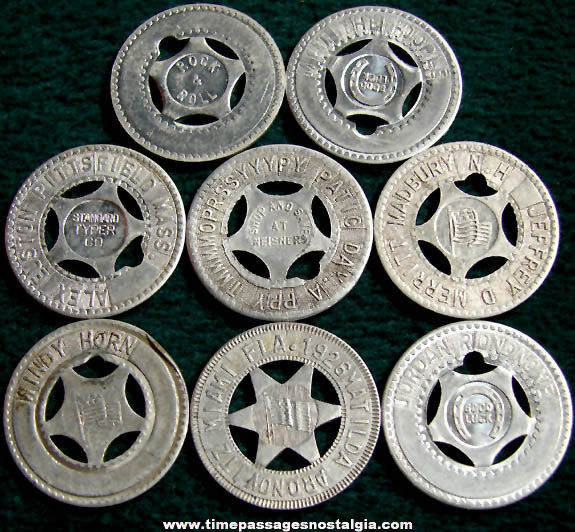 (8) Old Arcade Souvenir Personalized Good Luck Token Coins