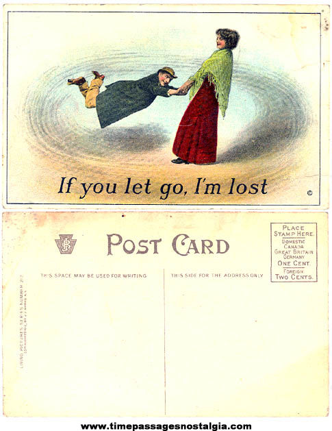 Unused 1912 Woman Spinning a Man Post Card