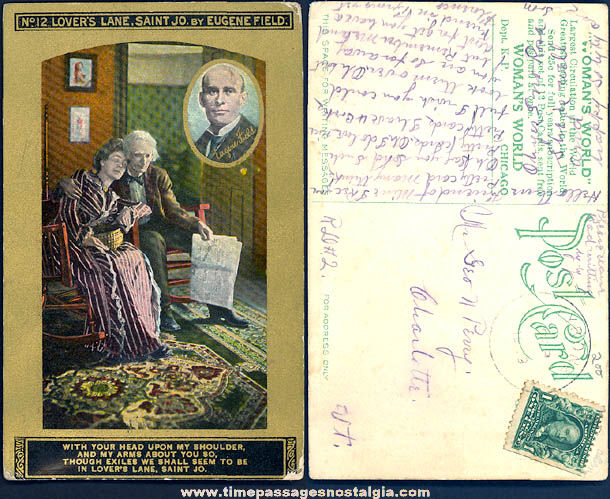 1903 Womans World Magazine Advertising Premium Older Couple in Love Post Card