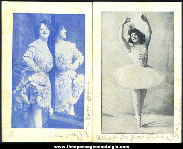 (2) Different 1906 Pretty Young Lady Risque Post Cards