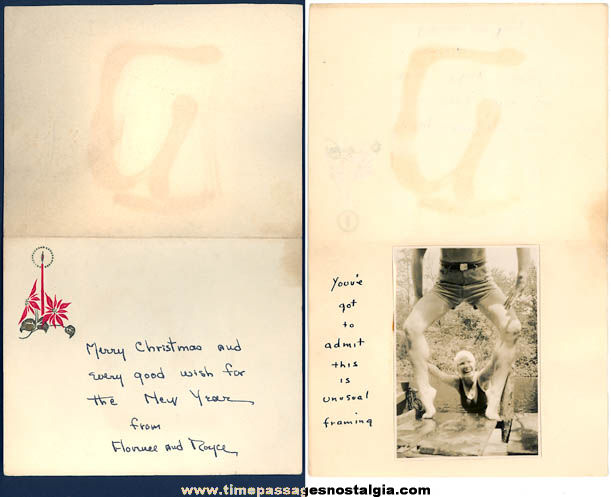 Unusual & Unique 1920s Christmas Card with Risque Photograph