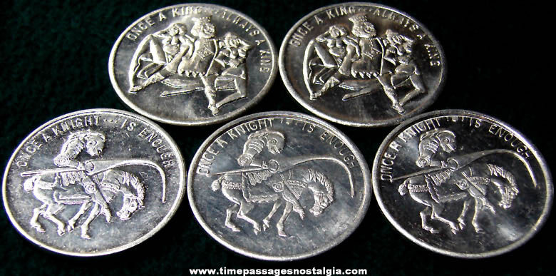 (5) Old Risque Joke Metal Token Coins