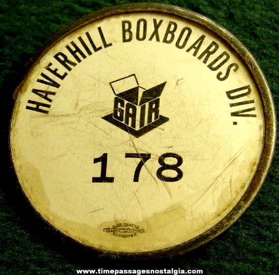 Old Gair Haverhill Boxboards Division Advertising Employee Badge