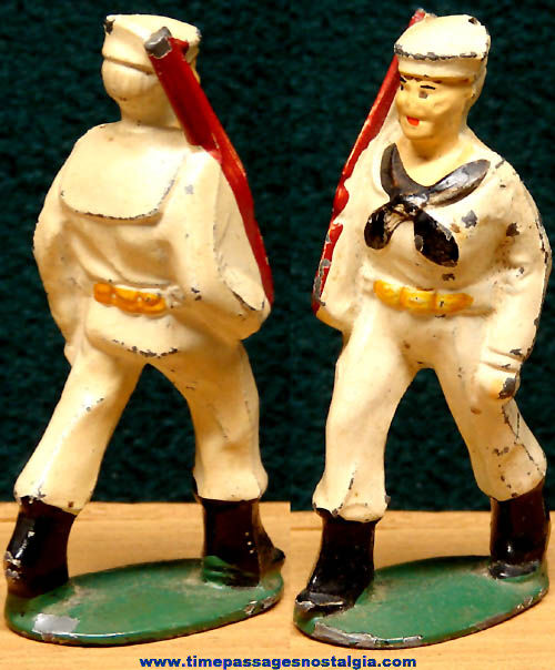 Old U.S. Navy Marching Sailor Manoil Painted Metal Toy Play Set Figure