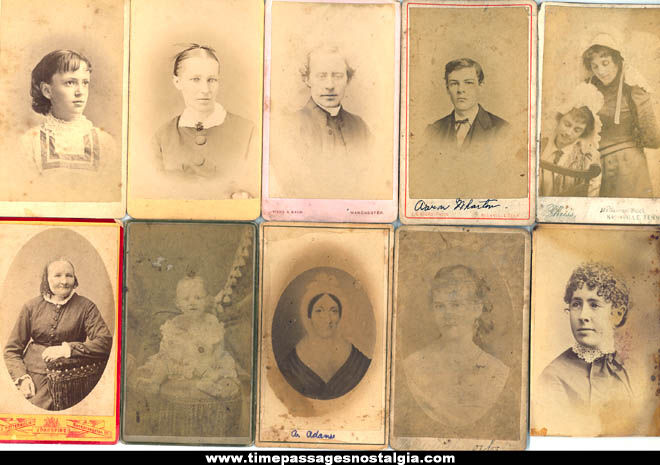 (10) Different Old Carte De Viste Photograph Cards of People