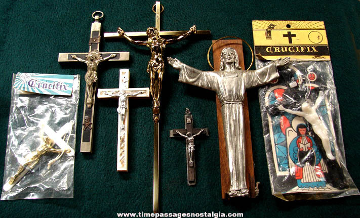(7) Different Old Christian or Catholic Religion Crucifix or Crosses
