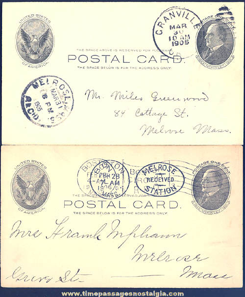1905 & 1906 U.S. President William McKinley Postal Cards
