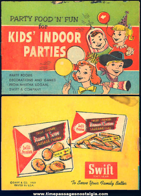 1959 Swift & Company Advertising Premium Kids Party Booklet
