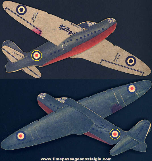 Old Kellogg’s PEP Cereal Prize British Short Sunderland Paper Toy Airplane