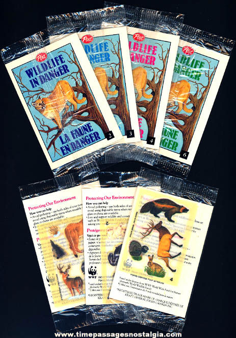 (7) Unopened 1980s Canadian Post Cereal Prize Wildlife In Danger Rub On Transfer Booklets