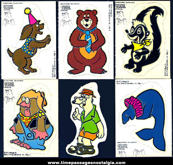 (6) Unused ©1977 Kellogg’s Cereal Advertising Character Glow In The Dark Ornament Prizes