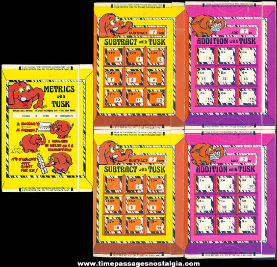 (5) Unused 1978 Kellogg’s Cereal Advertising Character Tusk The Elephant Slide Card Prizes