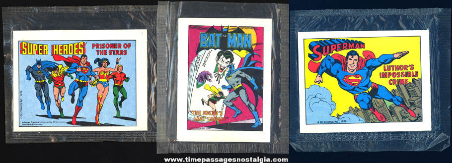 (3) Unopened ©1979 & ©1980 DC Comics Superheroes Premium Miniature Comic Books