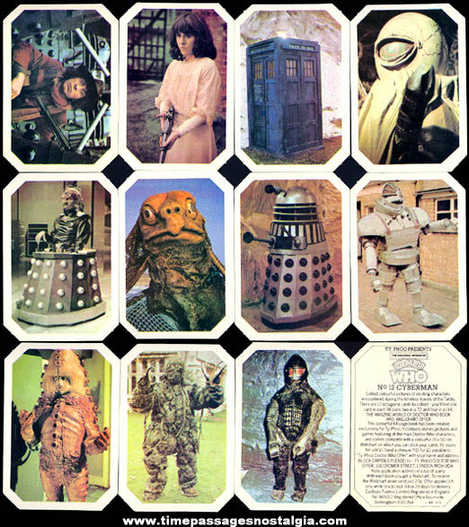 Set of (12) 1976 Doctor Who Character Ty Phoo Tea Advertising Premium Trading Cards