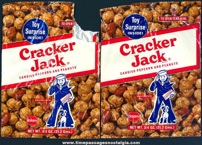 (2) ©1968 Cracker Jack Pop Corn Confection Advertising Bags