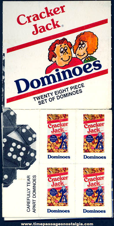 Old Unused Cracker Jack Pop Corn Confection Larger Dominoes Game Tub Prize