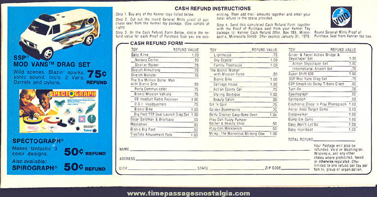 Colorful 1977 Kenner Toys Advertising Refund Catalog Booklet