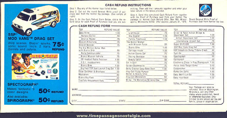 Colorful ©1977 Kenner Toys Advertising Refund Catalog Booklet