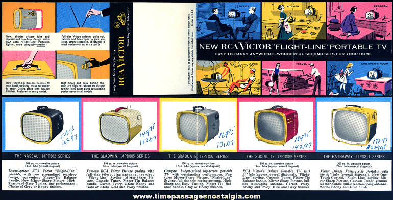 1950s New RCA Flight Line Portable Television Set Advertising Brochure