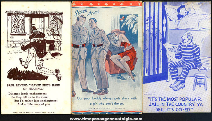 (6) 1940s Mutoscope & Exhibit Supply Risque & Comic Arcade Cards