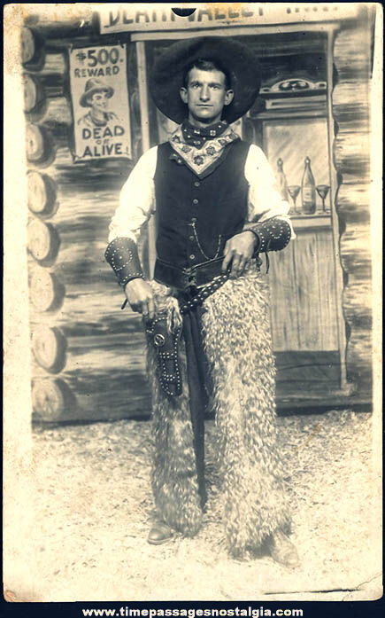 Old Unused Western Cowboy Novelty Souvenir Real Photo Post Card