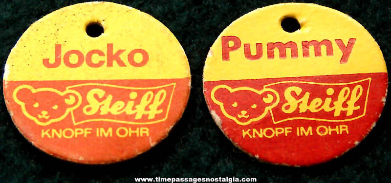 (2) Different Old Steiff Toy Advertising Paper Tags