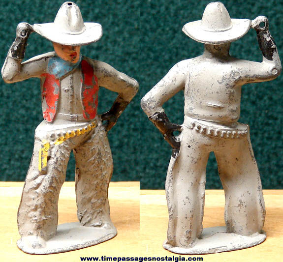 Old Barclay Painted Metal Toy Cowboy Play Set Figure