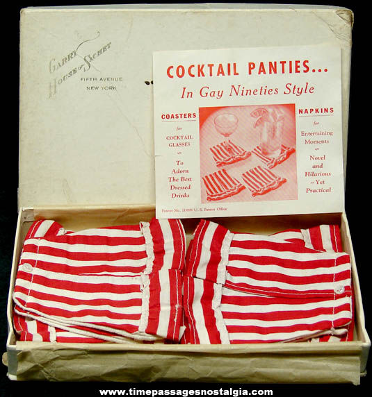 (8) Old Boxed Cocktail Drink Risque Panties Coasters
