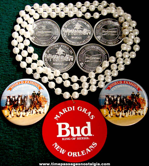 (8) Unused 1990 New Orleans Mardi Gras Budweiser Beer Advertising Items