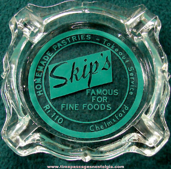 Old Skip’s Restaurant Chelmsford Massachusetts Advertising Cigarette Ash Tray