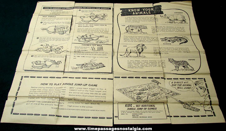 1964 Kellogg’s Corn Flakes Cereal Premium Jungle Jump Up Hunting Game