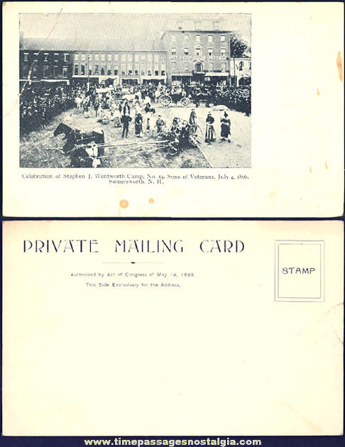 Unused 1800s Stephen Wentworth Camp Sons of Veterans Private Mailing Card