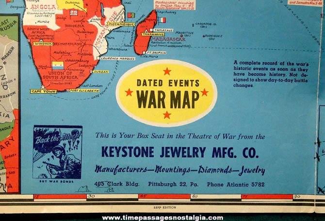 1942 Advertising Premium Dated Events World War II Map