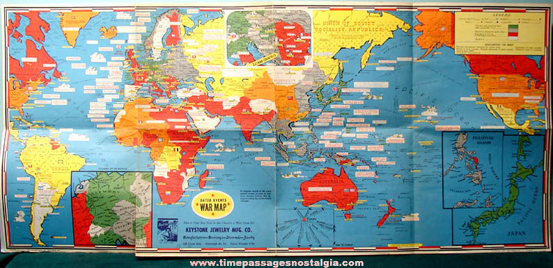 1942 Advertising Premium Dated Events World War II Map