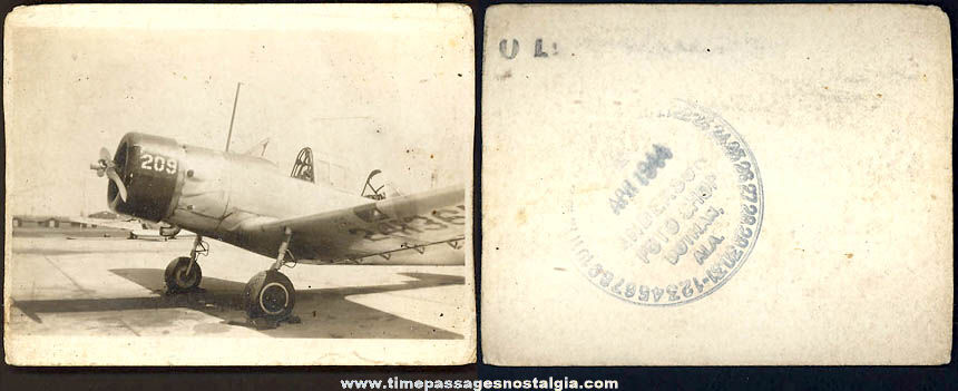 World War II Military Fighter Airplane Black & White Photograph