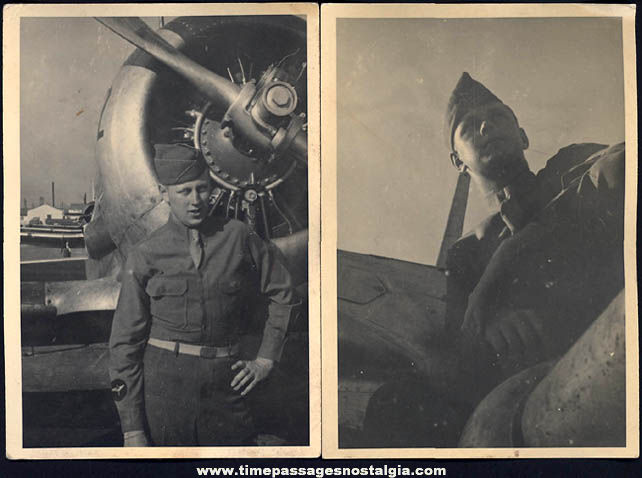 (2) 1944 World War II U.S. Army Air Corps Pilot Photographs