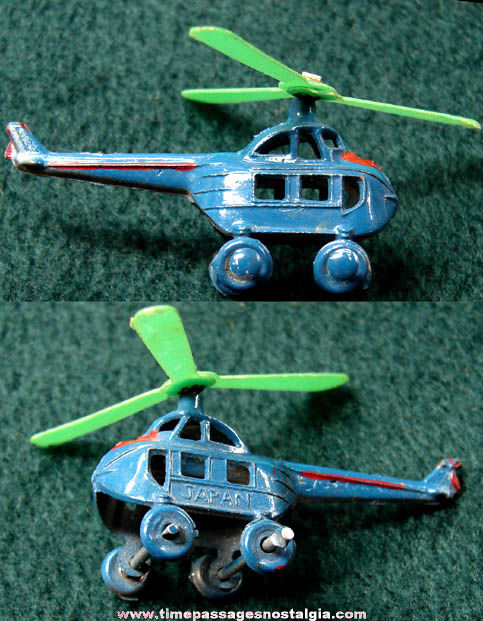 Old Miniature Painted Metal Toy Helicopter