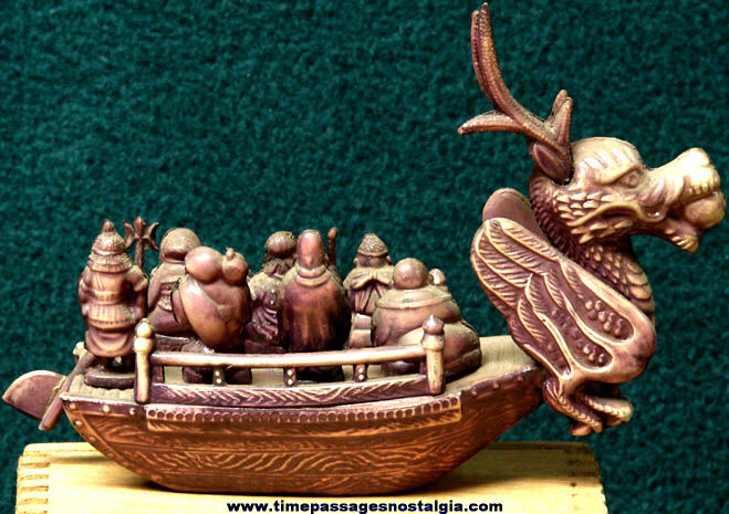 Old Painted Celluloid Japanese Toy Ship Figurine