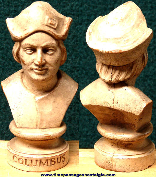 Small Old Christopher Columbus Bust Statue Figurine