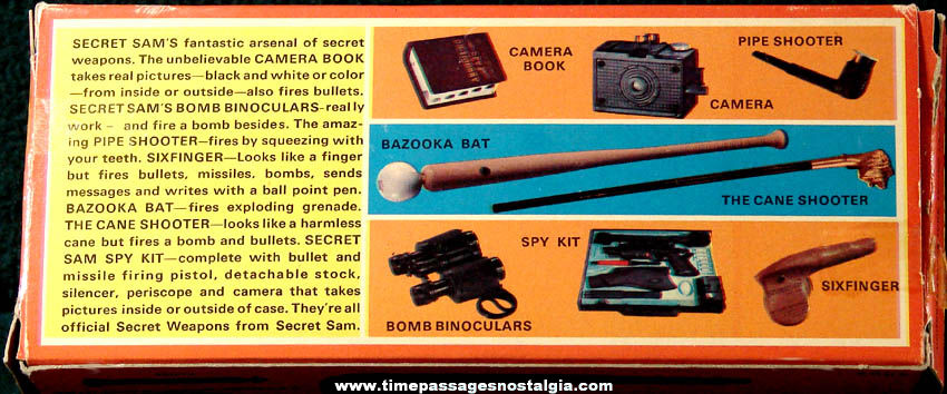 Unused Boxed ©1966 Topper Toys Secret Sam Pipe Shooter Spy Toy & Bonus