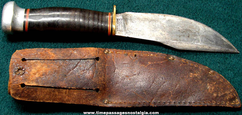 Old Marbles Gladstone Michigan Hunting Knife with Original Leather Sheath