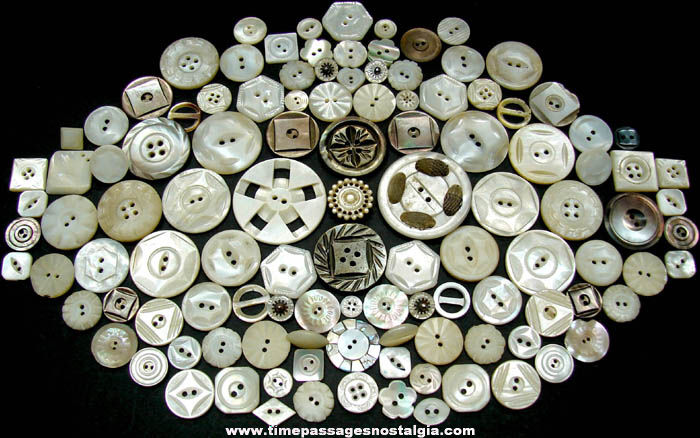 (115) Antique Carved Shell Clothing Buttons