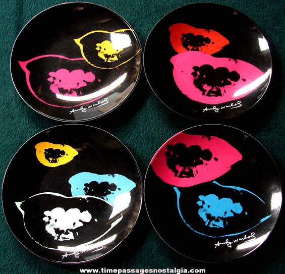 Colorful Set of (4) 2006 Andy Warhol Marilyn Monroe Lips Bowls