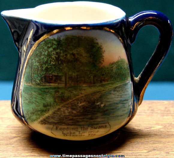 Old Lake Lucerne Orlando Florida Advertising Souvenir Miniature Porcelain Creamer Pitcher