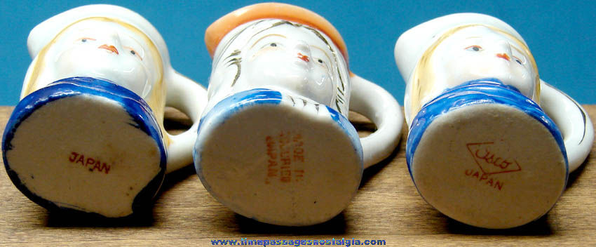 (3) 1940s Young Lady Head Miniature Porcelain Creamer Pitchers