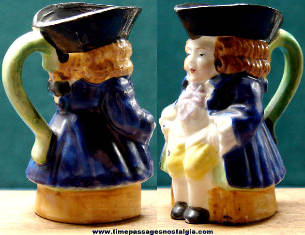 1940s Miniature Porcelain Occupied Japan Toby Creamer Pitcher