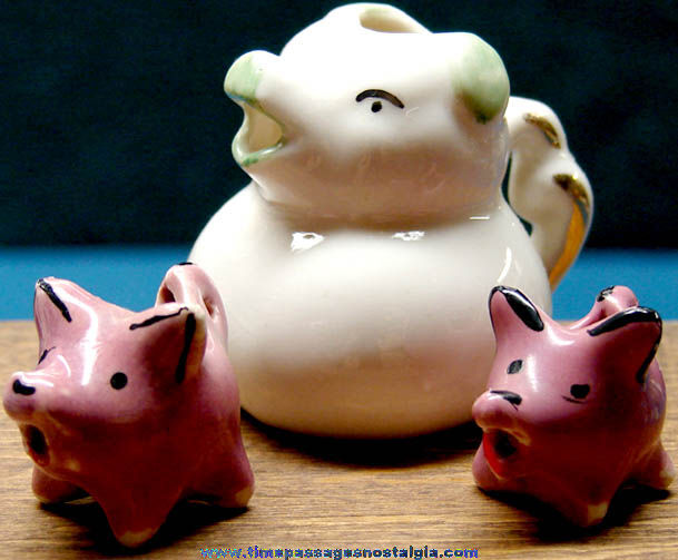 (3) Old Miniature Porcelain Pig Creamer Pitchers